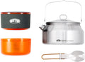 GSI Outdoors Glacier Stainless Ketalist Cookset – Compact 1L Camping Kettle with Insulated Mug Bowl and Folding Spork – Durable Backpacking Cookware for Hiking and Outdoor Cooking