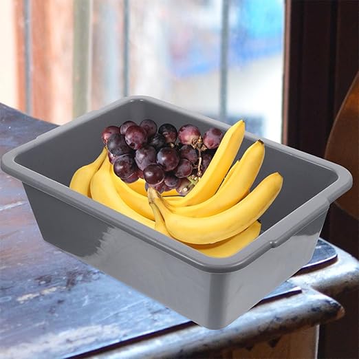 2pcs Plastic Rectangular Bus Tubs 34x23.8x10.9cm Commercial Dish Wash Basin Tubs for Restaurant and Home Multipurpose Storage and Transport