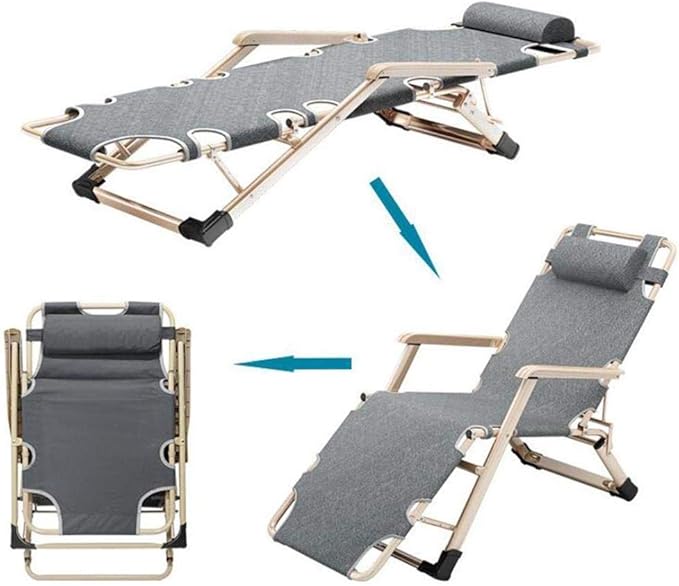 Lounge Outdoor Reclining Sun Lounger Chair with Cushions and Footrest Padded Design for Garden Pool Beach and Camping Folding Sunlounger Deck Chair in Gray Color Comfortable and Stylish Choi ()