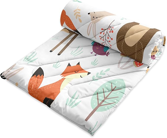 Axolotl Wild Animal Theme Printed Camping BlanketDeer Bear Fox Waterproof BlanketMushroom Botanical Packable Outdoor BlanketWoodland Hedgehog Owl Backpacking Quilt for CampingHikingStadiumPicnic