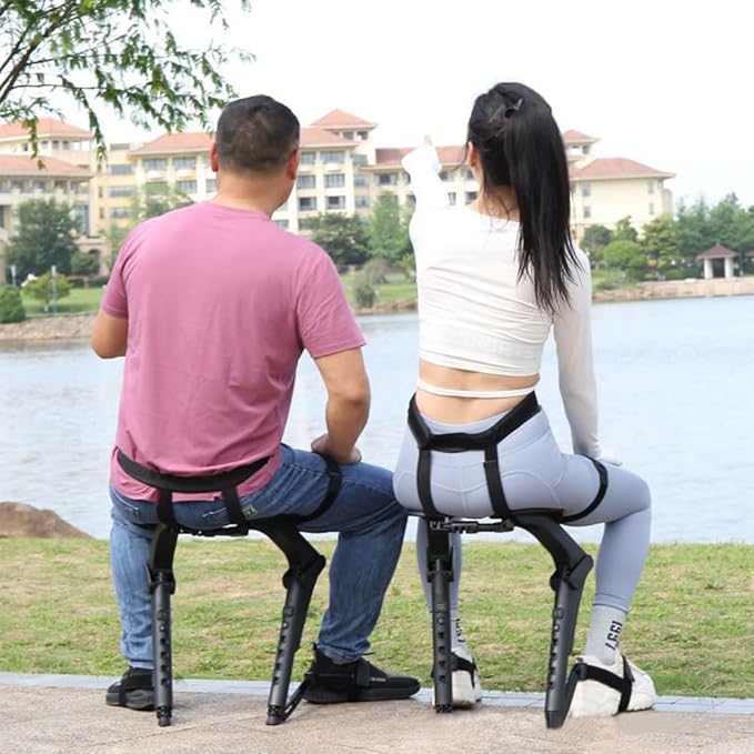 Adjustable Wearable Invisible Chair Portable Foldable Stool Chairless Chair Leg Part Ergonomics Lightweight Seat 5 Gear Adjust Seating Height Outdoor Fishing Portable Seat (Color : Black)