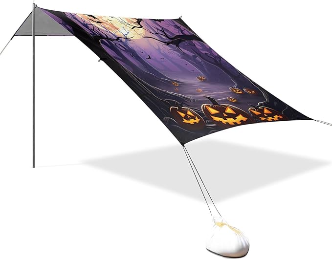 Beach Tent Sun Shelter Halloween Weird Tree Stump Lightweight &amp Easy Setup Beach Shade Canopy for Camping Fishing