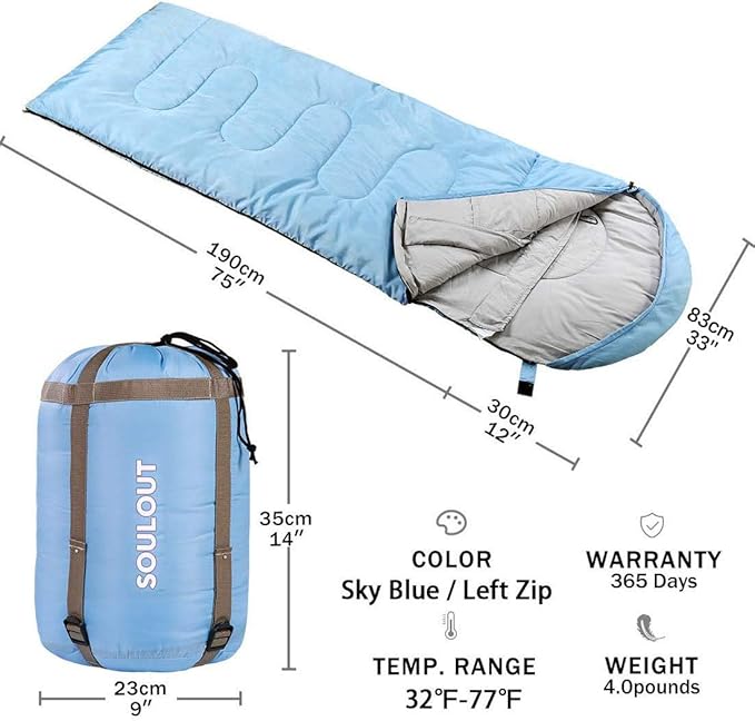 3-4 Season Sleeping Bag for Adults &amp Kids Lightweight Warm Cold Weather Camping Bag with Waterproof Compression Sack – Portable for Hiking Backpacking Traveling &amp Outdoor Adventures