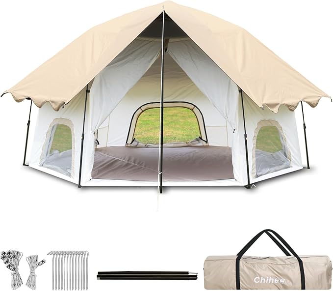 Chihee Camping Tents Pop-Up Stand-up Tent Family Cabin Tent with Awning Porch 3-Person Outdoor Shelter with Screen Room Large Capacity Waterproof and Windproof Easy SetupTraveling Hiking Picnic