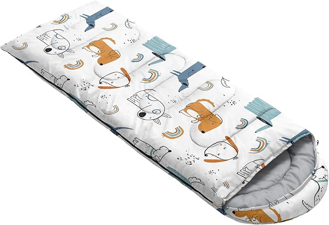 Kids Sleeping Bag for Boys GirlsCute Puppy Print-Lightweight Warm Portable Outdoor Indoor-Waterproof Cold Weather Resistant Sleeping Bag for Camping Hiking