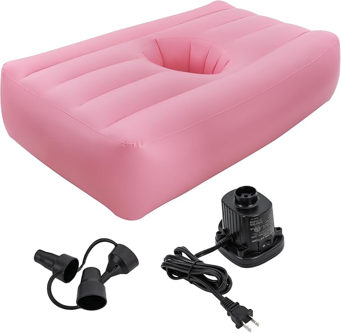 BBL Recovery Air Mattress with 19 Big Hole Post-Surgery Inflatable Bed for Brazilian Butt Lift Electric Pump Waterproof PVC Ideal for Sleeping Sitting and Relaxation Pink