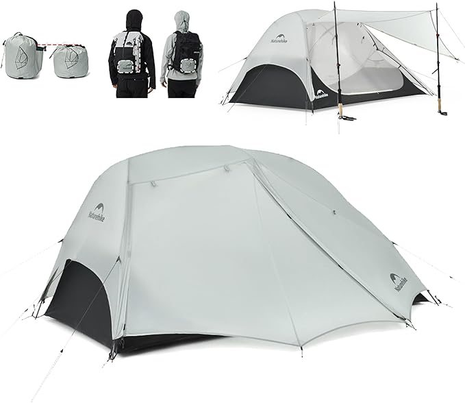 Naturehike Star River UL Camping Tent with Divided Packing Design - 1/2 Person Lightweight Backpacking Tent Double Layer Waterproof Tent for One Man Hiking Travel Cycling Two Person
