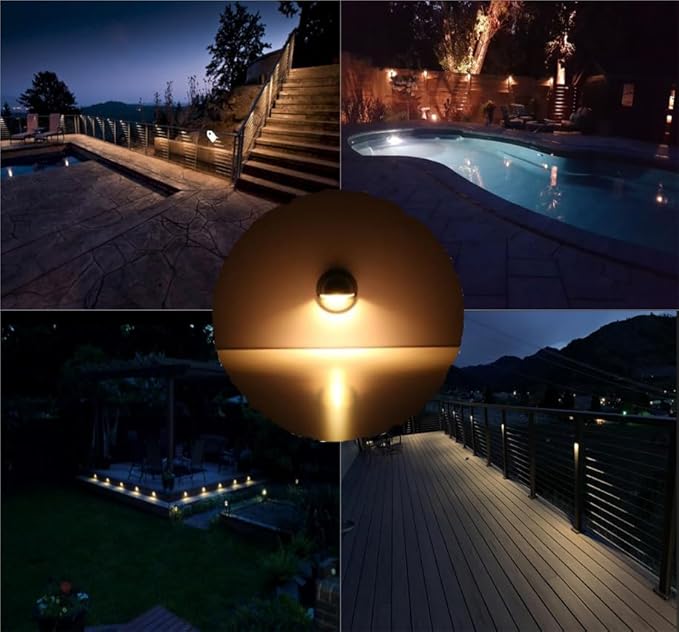 FVTLED Pack of 10 Warm White Low Voltage LED Deck Lights kit Φ1.38 Outdoor Garden Yard Decoration Lamp Recessed Landscape Pathway Step Stair Warm White LED Lighting Black