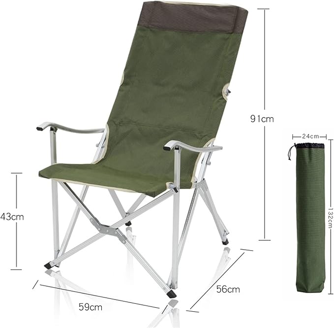 Outdoor Aluminum Alloy Folding Fishing Chair for Beach Camping and Nap Portable Lounge Chair for Leisure and Back Support