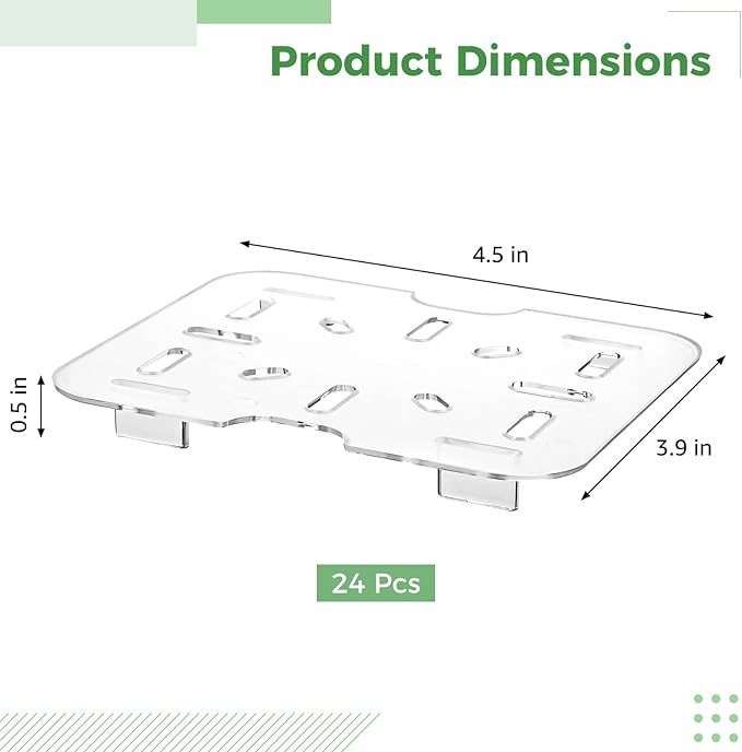 Acrylic Drain Shelf For 1/6 Food Pan 24 Pcs Clear Plastic Drain Tray For Food Fruit Vegetables Commercial Kitchen &amp Restaurant