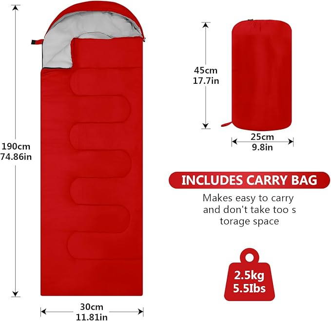 Sleeping Bags Lightweight Camping Sleeping Bag for Adults Kids Hiking Outdoor Travel Cold Weather &amp Warm