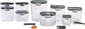 ProKeeper+ Airtight Food Storage Container Set – Clear Plastic Flour and Sugar Canister Set with Magnetic Accessories for Kitchen Organization (Grey 13-Piece)