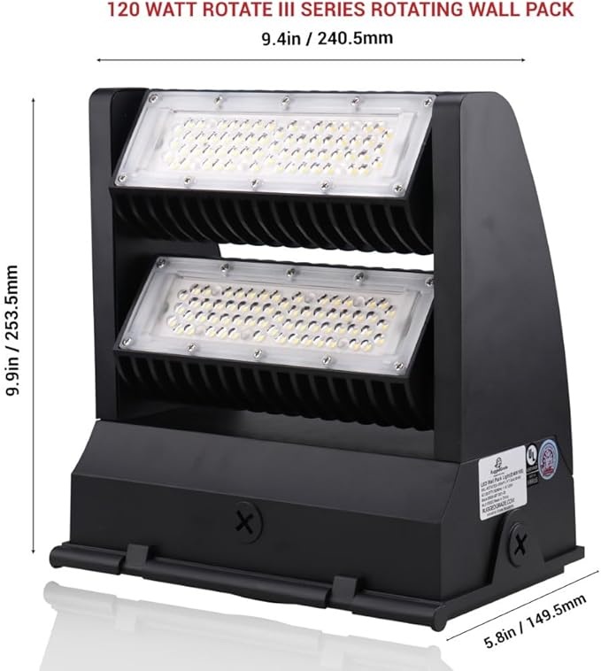 RuggedGrade 120W - Rotate IV Series LED Wall Pack - 17100 Lumens - 4000K Natural White - Outdoor LED Wall Light - Brown - DLC 5.1 Premium