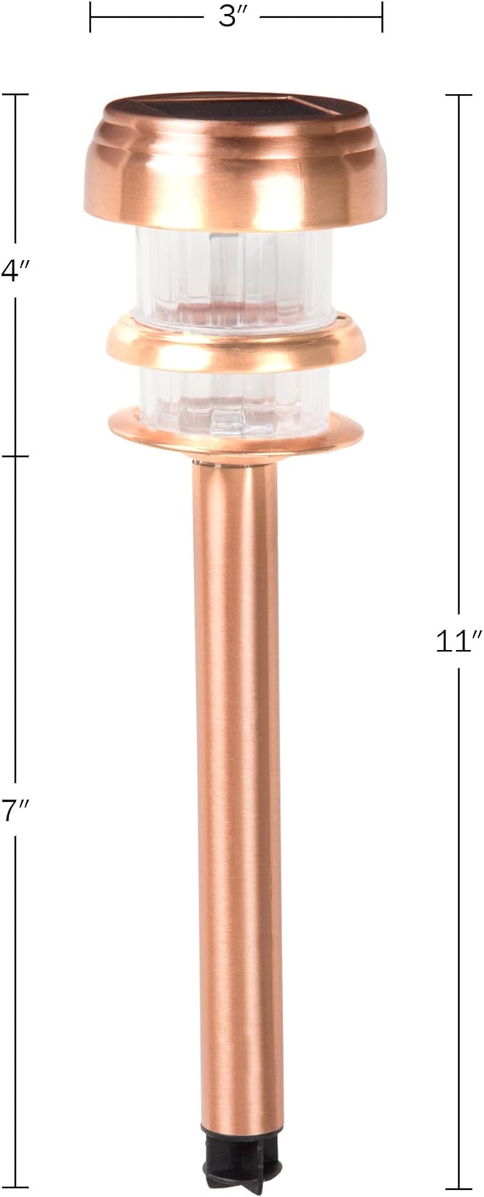Outdoor Solar Lights - 4-Pack Stainless-Steel LED Lights for Gardens Pathways and Patios - Weather-Resistant Stake Lighting by Pure Garden (Copper)