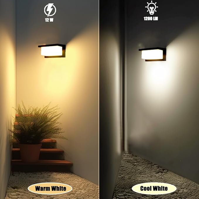 Modern Led Outdoor Wall Lights for House 18W Porch Light Fixture 3000K 4000K 5000K CCT Selectable Waterproof IP65 Exterior Lighting for GarageFront Door