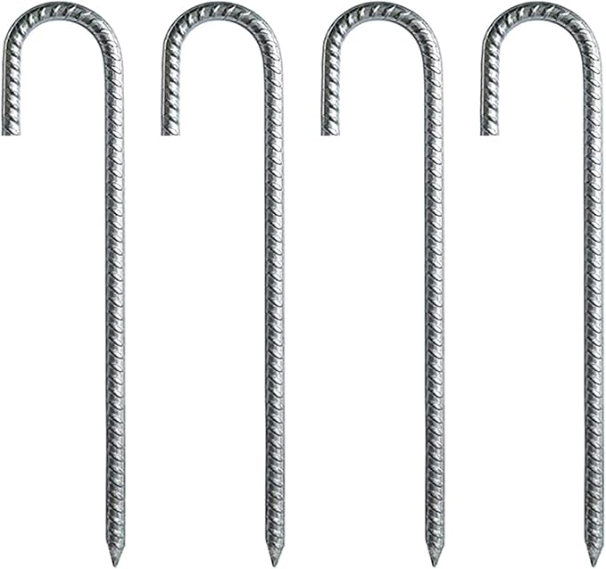 Camping Gear 4 Pcs Heavy Duty Tent Peg Galvanized Steel J Hooks Nails Thick Garden Stake Peg Garden Stakes High Strength Nails