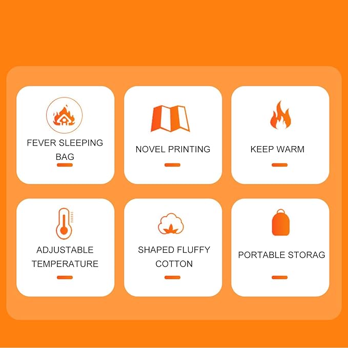 Outdoor Heated Sleeping Bag Adjustable Temperature USB Charging Portable Camping Sleeping Bag for Hiking Travel Office Blue Polyester