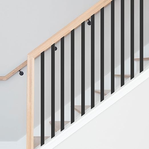 100 Pack Deck Balusters with End Caps&ampScrews 26 inch Rectangle Staircase Baluster Upgraded Metal Railing Spindles Kit for DecksPorch