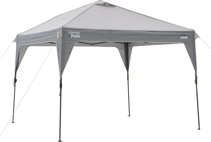 CORE 10 FT x 10 FT Instant Pop Up Canopy Tent | Portable Straight Leg Outdoor Gazebo Shelter with Wheeled Carry Bag | Perfect for Camping Beach Picnic Backyards BBQ Tailgate Patio and Party