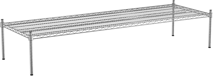 24 x 72 NSF Chrome Wire Stationary Dunnage Storage Rack with 14 Posts Ideal for Commercial Kitchen Home Garage Warehouse Shelters
