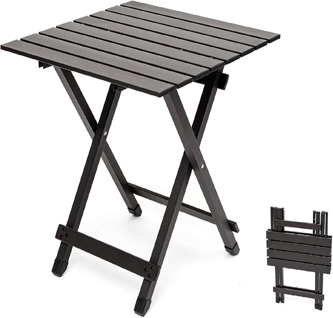 SUNNYFEEL Folding Camping Table - Lightweight Aluminum Portable Picnic Table 18.5x18.5x24.5 Inch for Cooking Beach Hiking Travel Fishing BBQ Indoor Outdoor Small Foldable Camp Tables