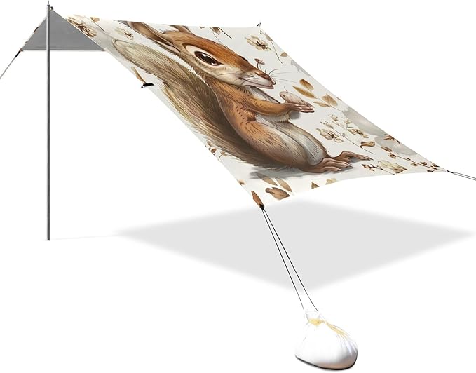 Beach Tent Sun Shelter Squirrel Picking Nuts Lightweight &amp Easy Setup Beach Shade Canopy for Camping Fishing