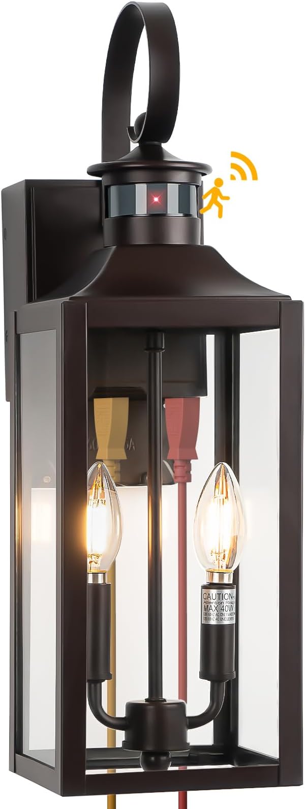 Porch Lights with GFCI Outlet 20 Brown Dusk to Dawn Motion Sensor Outdoor Lights Exterior Lighting Fixtures with GFCI Outlet Built-in Waterproof Bronze Outdoor Wall Sconce for House Patio