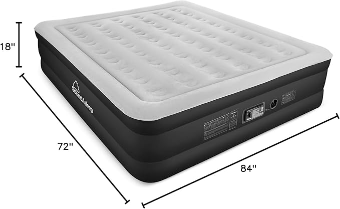 SoundAsleep Products Dream Series Luxury Air Mattress ComfortCoil Technology Built-in High Capacity Pump for Home Camping- Double Height Adjustable Inflatable Blow Up Portable - King Size