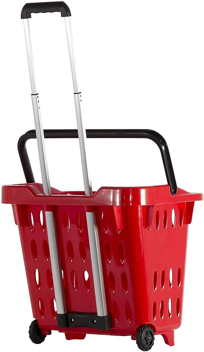 dbest Products Gocart Red (5 Pack) Grocery Cart Shopping Laundry Basket on Wheels