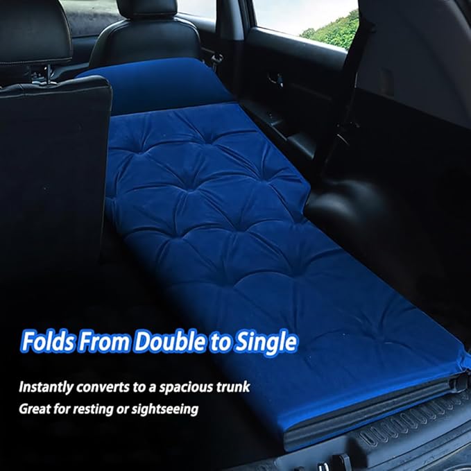Self-Inflating Car Air Mattress for Nissan Xterra 2010-2015 SUV 5-Seater 5cm Thick Portable Foldable Double/Single Bed for Camping TravelSuede Fabric Gray