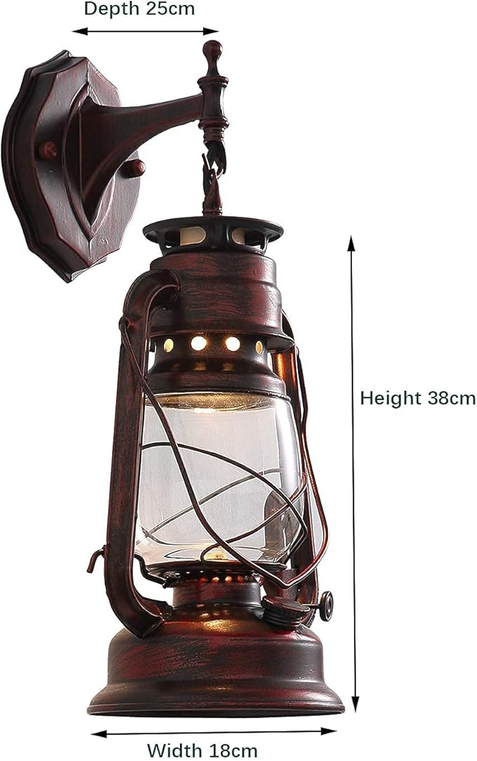 Rustic Wall Sconce Lantern Light Vintage Wall Light Fixture with E26 Basewith Glass Shade Waterproof Wall Mounted Lighting Fixture with Frosted Shade for Porch Garage Room W7 x H15