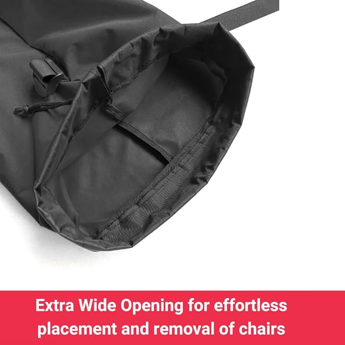 Heavy Duty Camping Chair Replacement Bag with Side Pocket Camp Cover Bags for Carrying Folding Chairs - 48 X 11 Inches Durable 600D Oxford Fabric Extra Wide Mouth Adjustable Strap (Black)