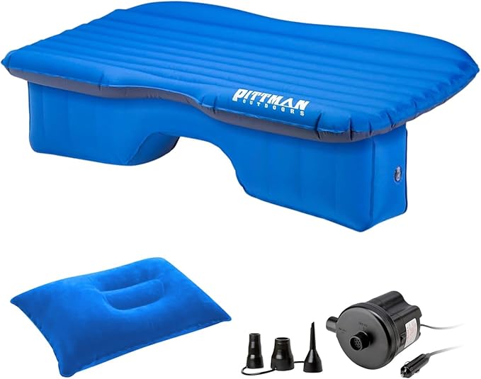 Pittman Outdoors Backseat Bed for Truck - 60 Backseat Air Mattress for Truck Vans &amp Large SUV Bed Mattress - Back Seat Bed for Truck Includes Pump Pillow &amp Storage Bag - 60 x 35.5