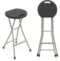 Goplus Folding Stool 2 Pack 28 Inch Foldable Camping Seat for Adults with 550 lb Capacity Portable Plastic Fold up Round Stool with Handle for Fishing Hiking Gardening BBQ
