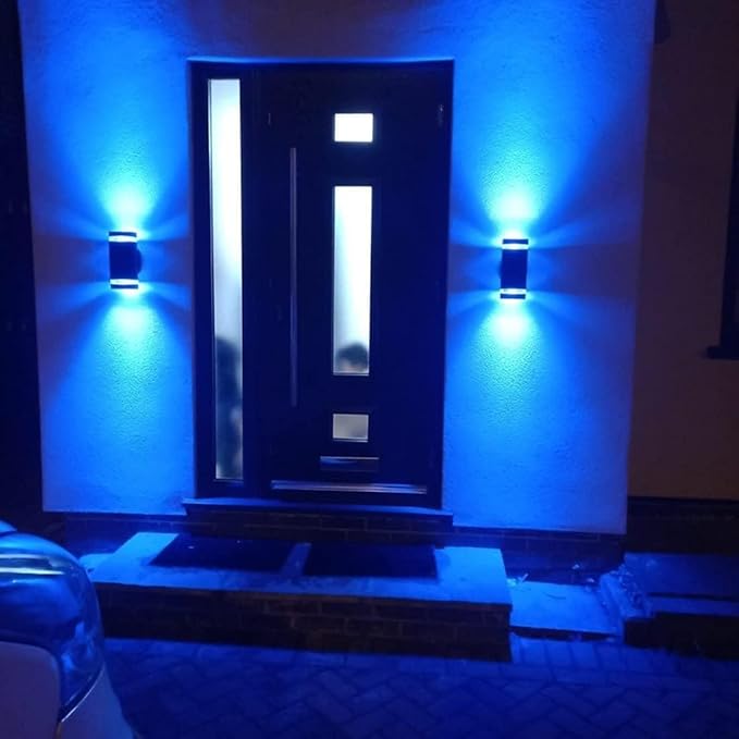 Up and Down Outdoor Wall Lights Mi.Light Remote Control Warm White 1000lm Color Changing RGB-CCT Outdoor Wall Light IP65Smart Light Bulb GU10 Exterior Fixture with ETL (3 Pack)