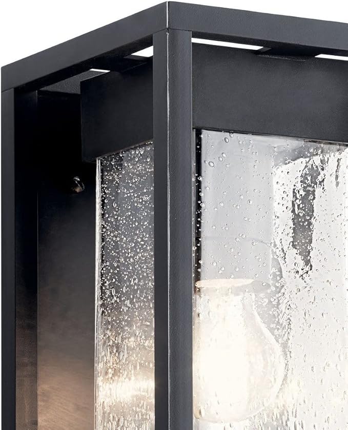 Kichler Lighting Mercer 16 inch 1 Light Outdoor Wall Light with Clear Seeded Glass in Black Finish