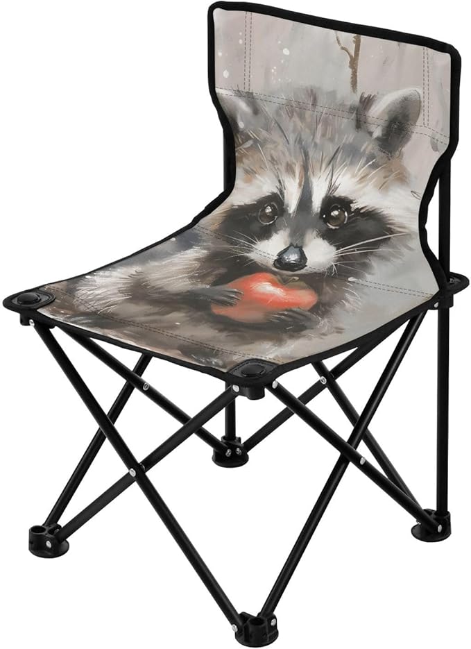 Poor Raccoon Portable Camping Chairs Folding Chair - Durable Oxford Fabric Lightweight Iron Frame Easy Fold Design - Ideal for Outdoor Activities Camping Fishing and Travel