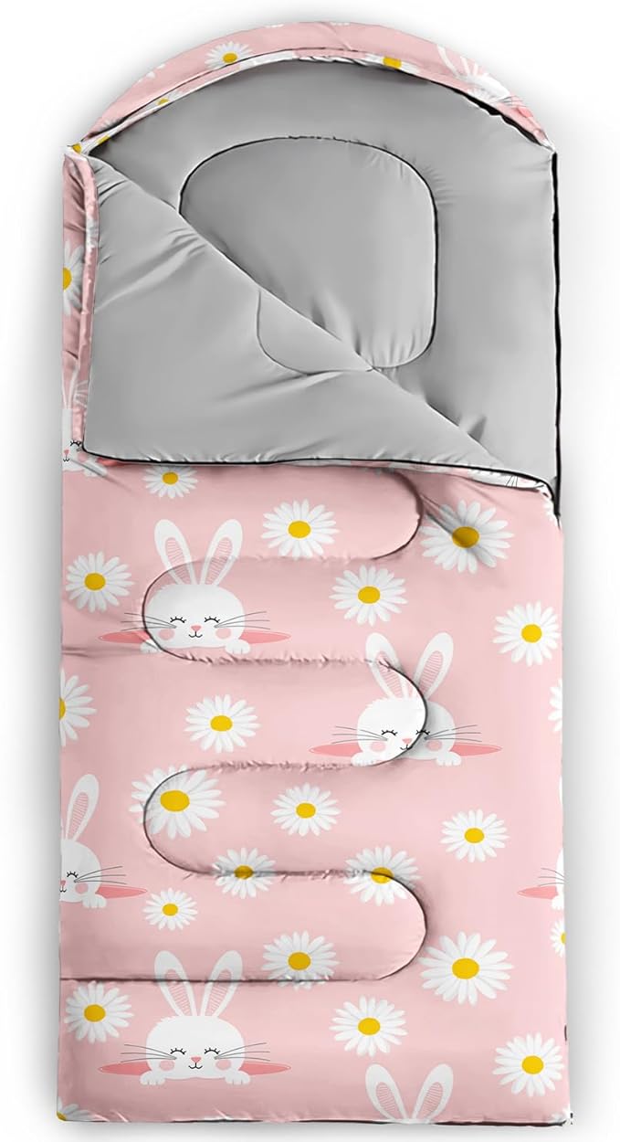 AILONEN Cute Frog Green Camping Sleeping BagLightweight &amp Waterproof3 Season Warm &amp Cool WeatherTravel Portable Compression with Compact Carrying Bag for Kids Girls Adults
