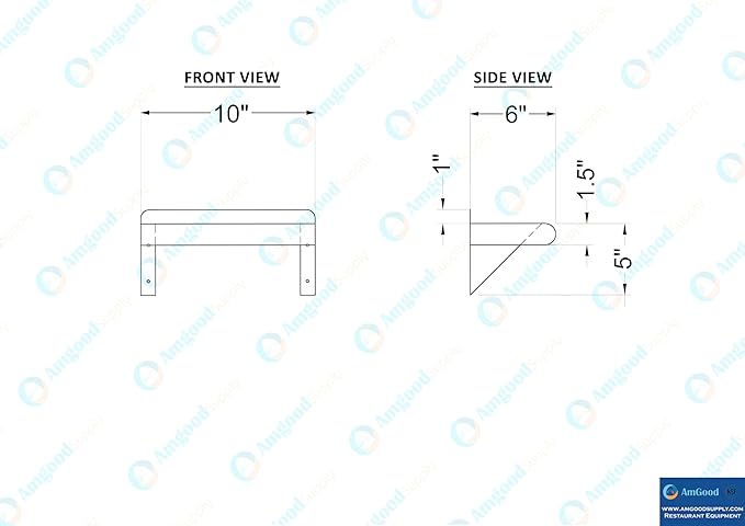 AmGood 6 in. x 10 in. Stainless Steel Wall Shelf | NSF | Metal Shelving | Garage Laundry Storage Utility Room | Restaurant Commercial Kitchen