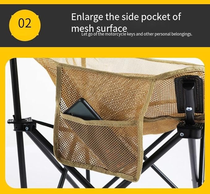 Breathable Outdoor Folding Chair Portable Ultra-Light Fishing Stool Beach Camping Moon Chair Armchair Art Sketch Chair (Mesh Fluorescent Orange)