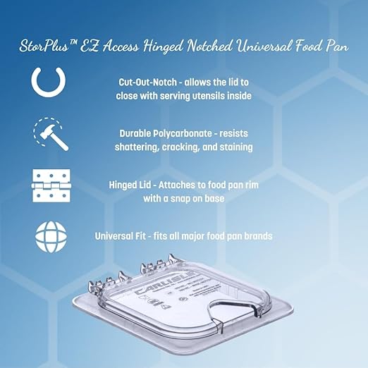 Carlisle FoodService Products StorPlus EZ Access Lid Cover for 1/9 Size Food Pans Single Notched 6.88 x 4.31 6 Count Clear