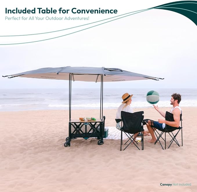 WONDERFOLD S5 Convertible Utility Wagon - Sturdy Compact Wagon with Wheels and Versatile Half-Capacity Option Table Attachment &amp Brakes Black