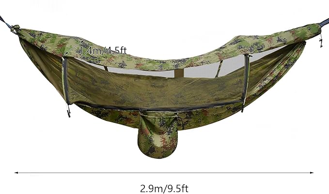 Camouflage Mosquito &amp UV Protection Camping Hammock | 290x140cm Large Size | Lightweight &amp Portable for Outdoor Backpacking Hiking Camping Trips