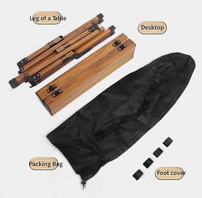 BK&ampMF Outdoor Folding Camping TableWooden Small Backpacking TablePicnic Camping Table Ultralight Side Table with Carry Bag for Cooking PicnicB61x87x45cm(24x34x18inch)