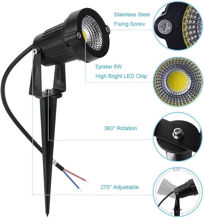 Youngine Pack of 2 12V Low Voltage LED Landscape Lights Waterproof Outdoor Walls Trees Flags Spotlights 5W COB Garden Yard Path Lawn Light with Spike Stand (Blue)NO Plug