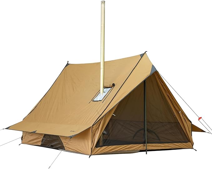 POMOLY Camping Hot Tent Cabin Tent Chalet 70 Series Portable Wall Tents with Stove Jack and Two Poles for 2-3 Person Hiking Backpacking