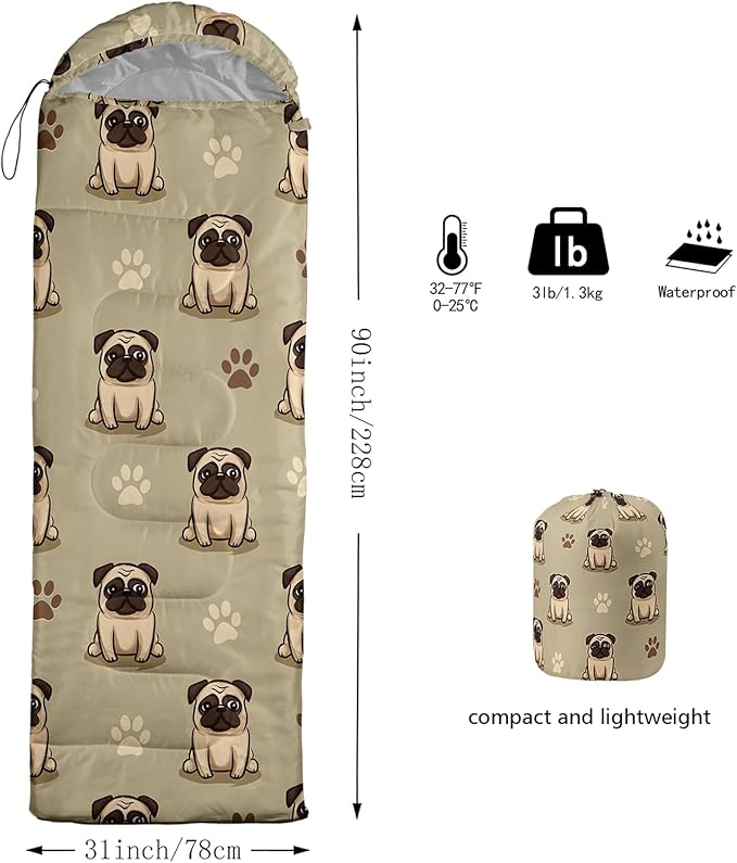 AILONEN Cartoon Camping Sleeping Bag for Boys Girls AdultsLightweight &amp Waterproof3 Season Warm &amp Cold WeatherPortablePrinted Sleeping BagTravelingCampingHiking