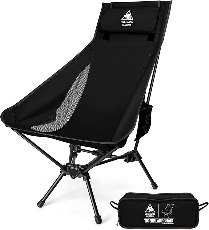 ONETIGRIS Tigerblade High Back Camping Chair with Pillow Design Comfortable Widened Seat Folding Chair