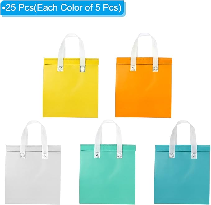 PATIKIL Insulated Take Away Bags 25 Pcs Insulation Cooler Bag Grocery Thermal Bags 9.4 x 5.9 x 10.2 Inch for Hot Cold Frozen Food Delivery Multi-Color