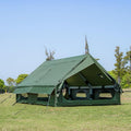 Inflatable Camping Tent with Hand Pump Waterproof Outdoor Blow up Tent Oxford 4 Season Air Tent Cabin House with Mesh Windows &amp Door 12sq/6sq Green